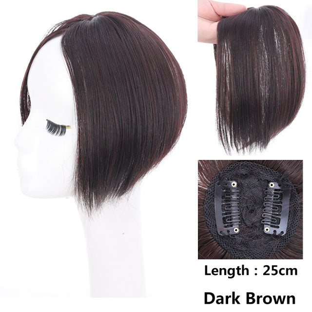 Women's Head Hair Replacement Center-parted Wig Air Side Bangs Two-card Straight Hair