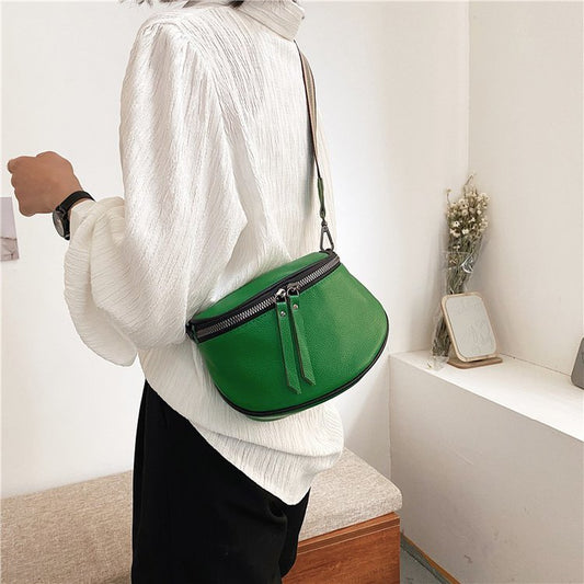 Women's Fashion Leather One-shoulder Cross-body Small Chest Bag