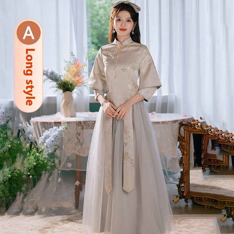 Polyester Women's Chinese Style Bridesmaid Dress
