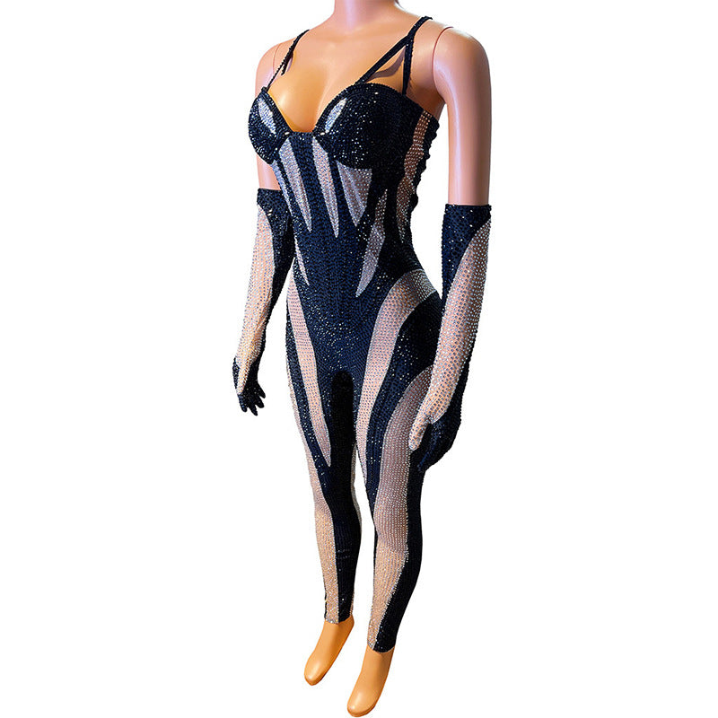 Black And White Party Long Tight Jumpsuit