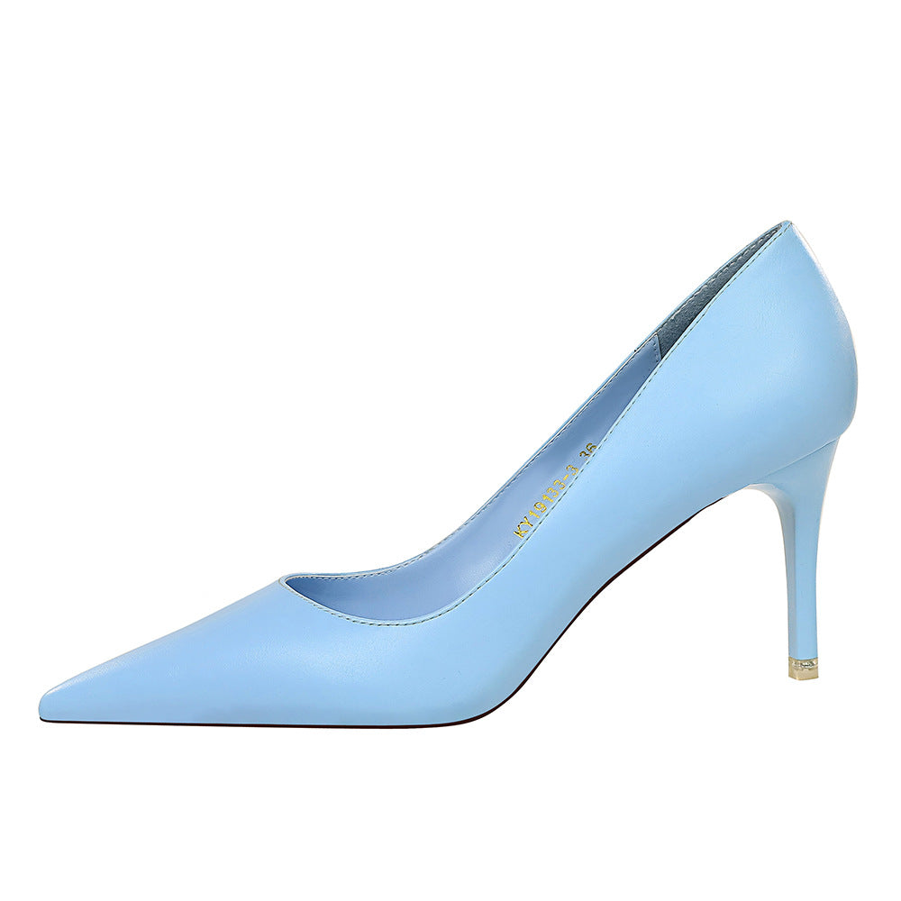 Women's High Heels Pointed Toe Mid-heel All-match Stiletto Single Shoes
