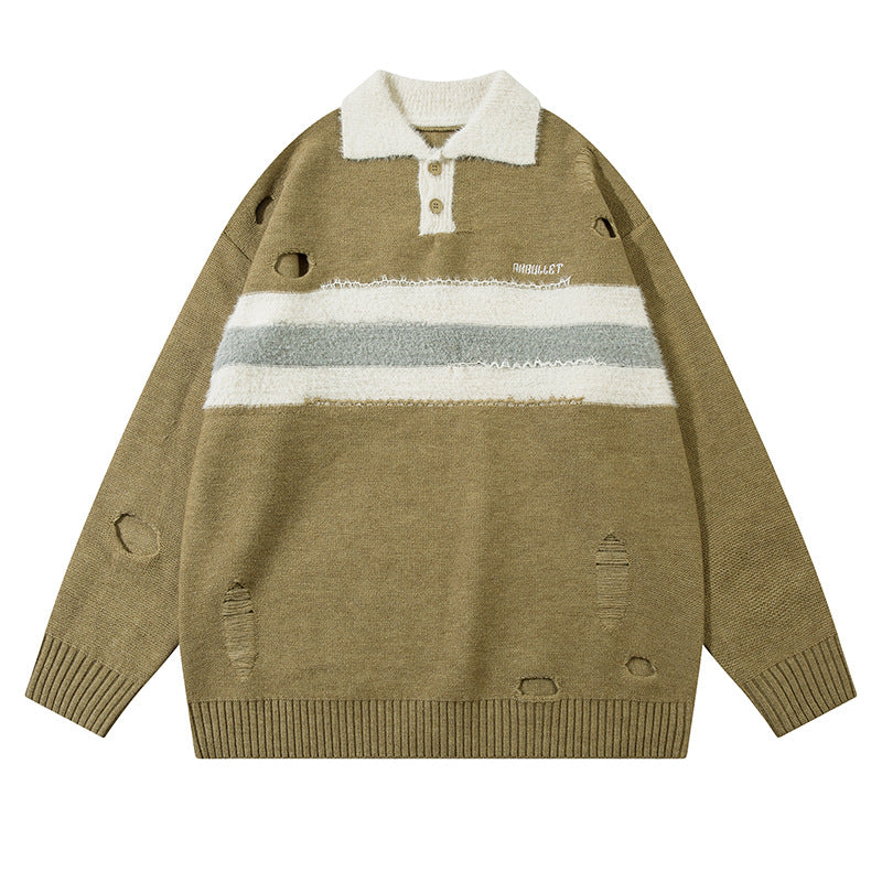 Long Sleeve Fashion Brand Sweater American Retro Lapels