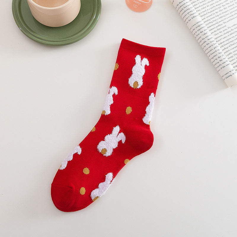 Big Red Female New Year Christmas Socks