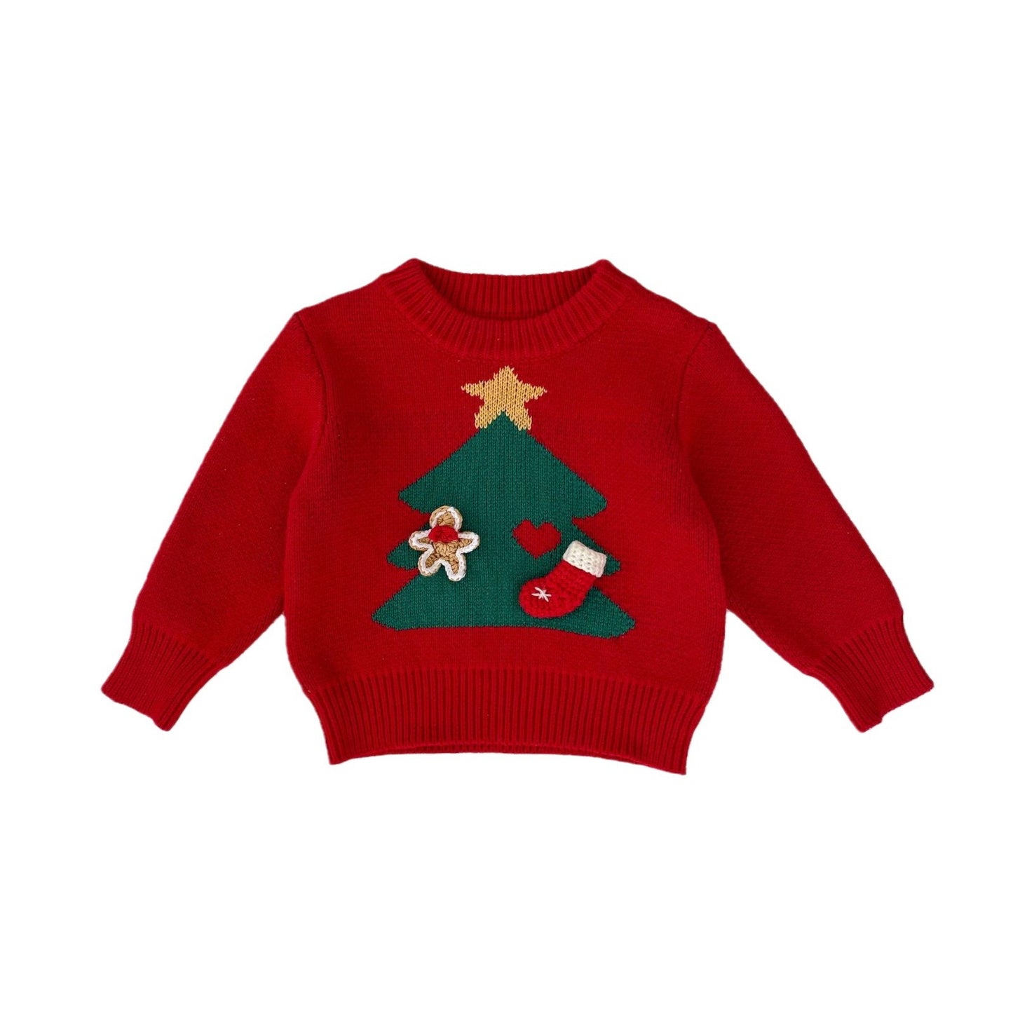 Autumn And Winter Sweater 0-3 Years Baby Girl Christmas Tree Jacquard Pullover Sweater Coat