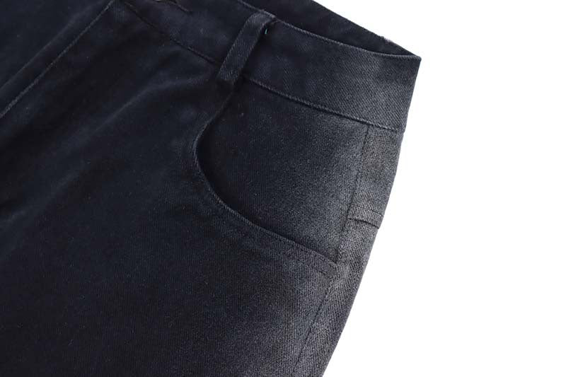 High Street Gradient Frayed White Letter Embroidered Jeans Men's Style