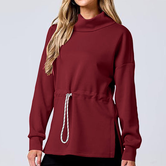 Sweater til kvinder med snøre i taljen, mellemlang