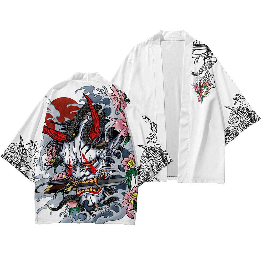 Cloak Kimono And Daoist Robe Cardigan With Three Quarter Length Sleeves