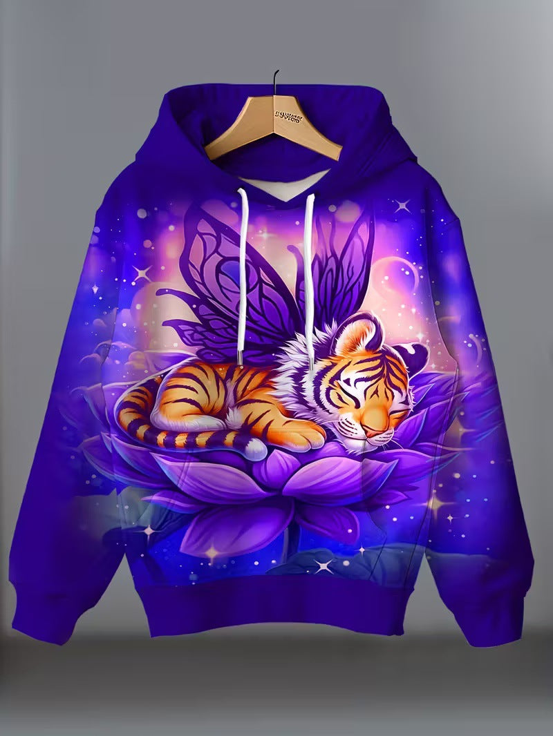 Women's Zebra-Print Casual 3D Printed Hoodie