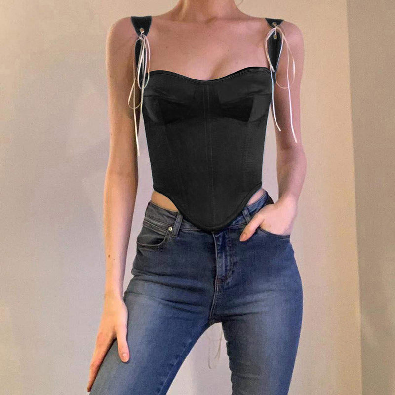 Satin Suspenders Waist Straps Short Tops Summer New Small Vest Suspenders