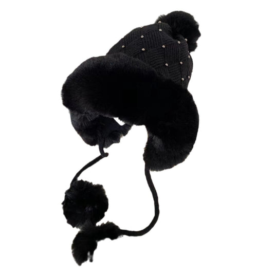 Knitted Hat Female Winter Cute Cartoon Pearl