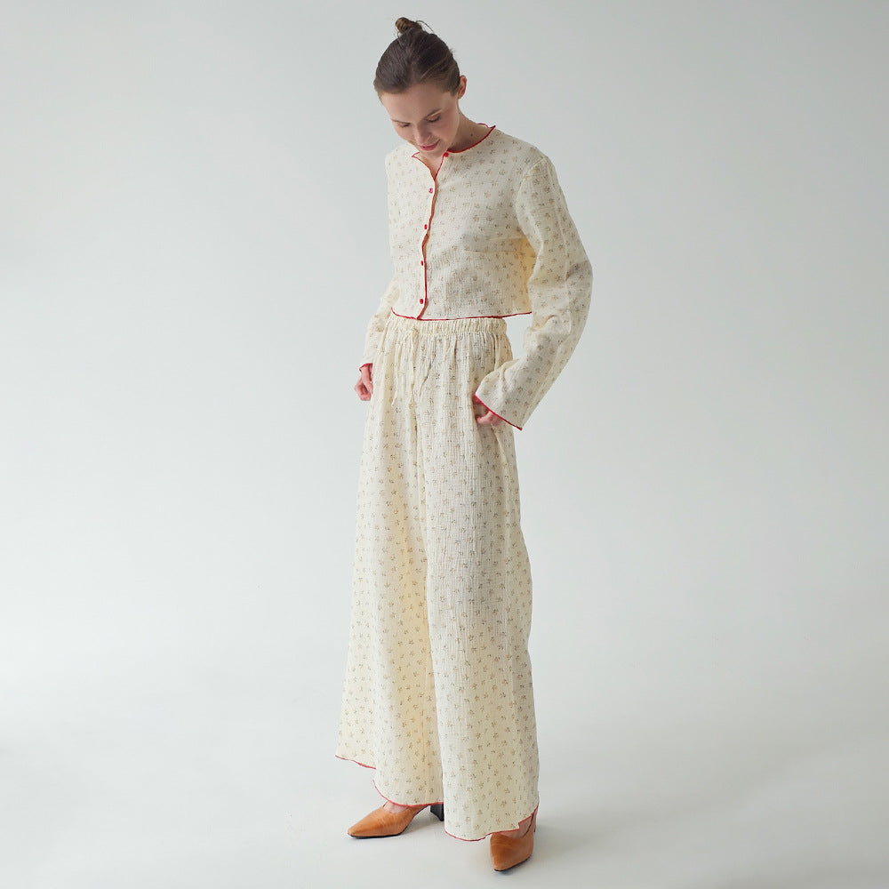 Womens 100 Cotton Printed Top And Pants Pajama Set