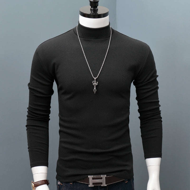 Long-sleeved Cotton Half-high Collar Top
