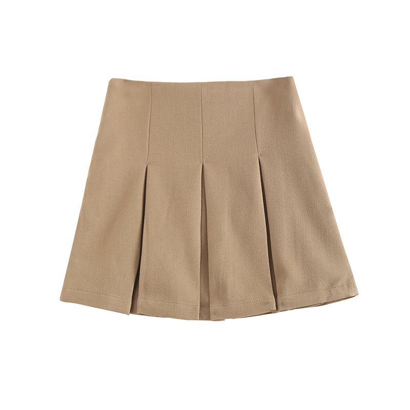 European And American Style High Waisted Wide Pleated Pants Skirt