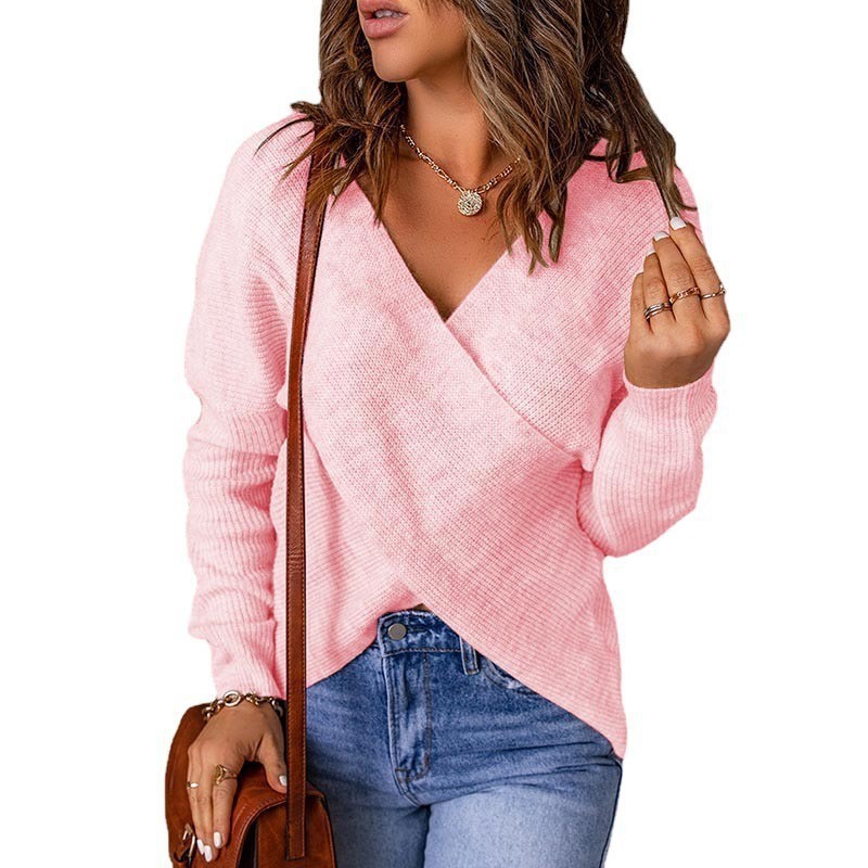 British Style Loose Long Sleeve Polyester Knitted Sweater Striped