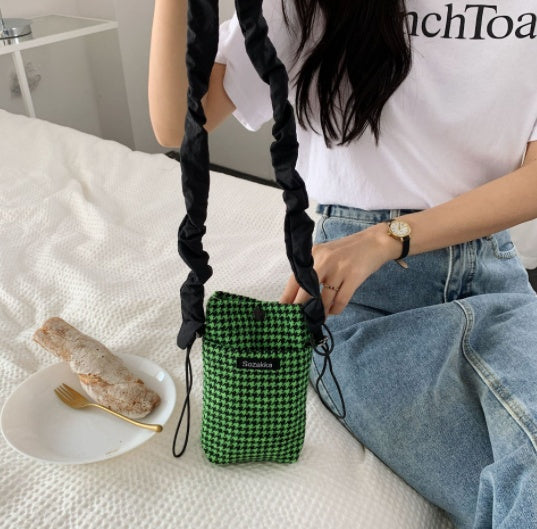 Houndstooth Pattern Shoulder Messenger Bag