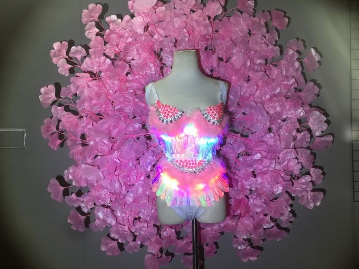 LED Luminescent Flower Leaf Wing Performance Suit