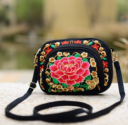 Embroidered Canvas Bag Fashion Ladies Slung