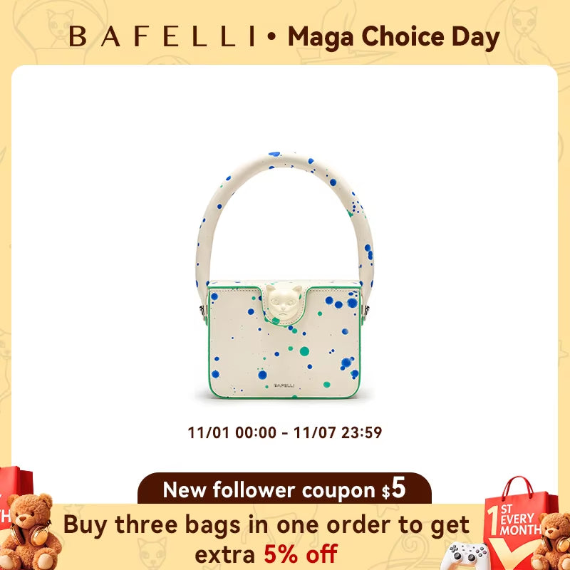 2024 Women's Boxy Genuine Leather Handbag - Original Designer Luxury Cat Shoulder Fashion Bag