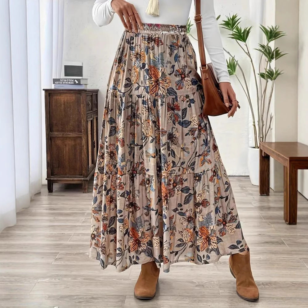 Printed Casual All-match Bohemian Skirt