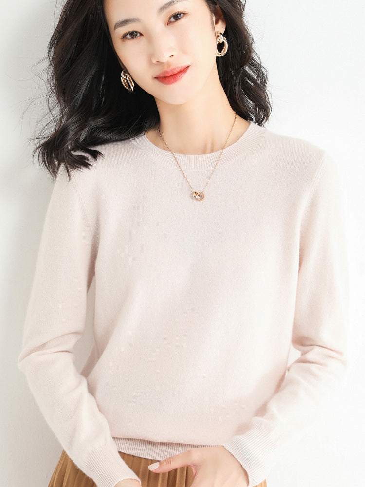 Slim Fit Solid Color Round Neck Base Pullover Sweater