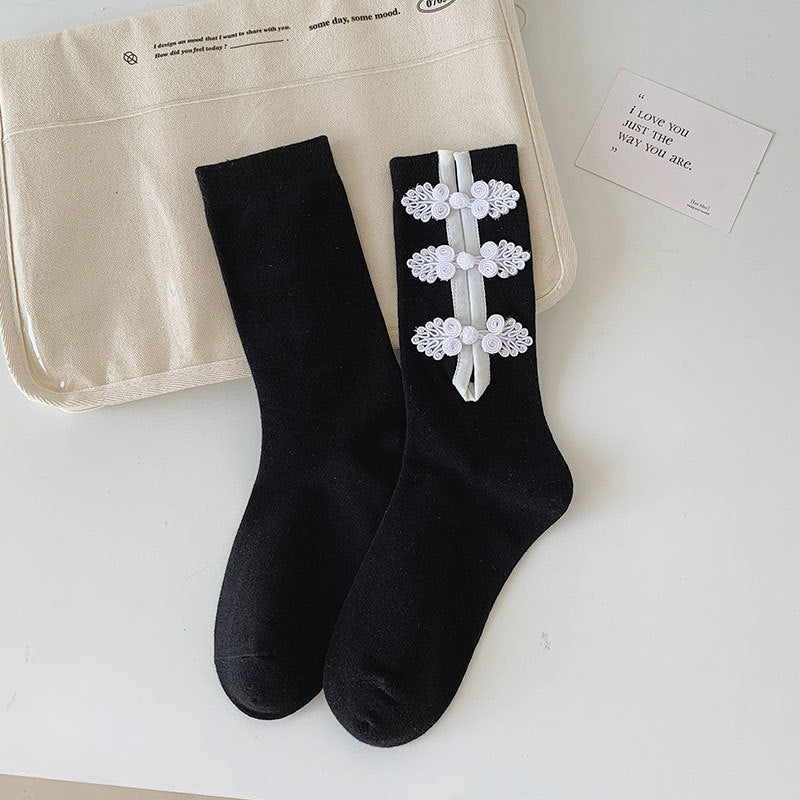 Women's Fashion Personality Buckle Decorative Socks