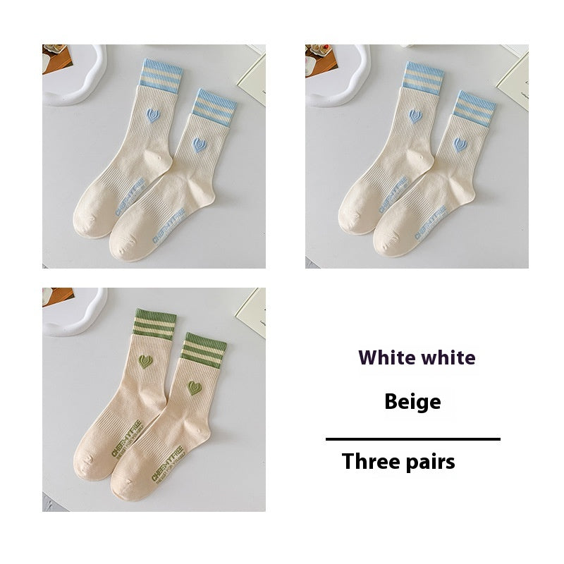 Women's Patchwork Striped Printed Mid Length Socks