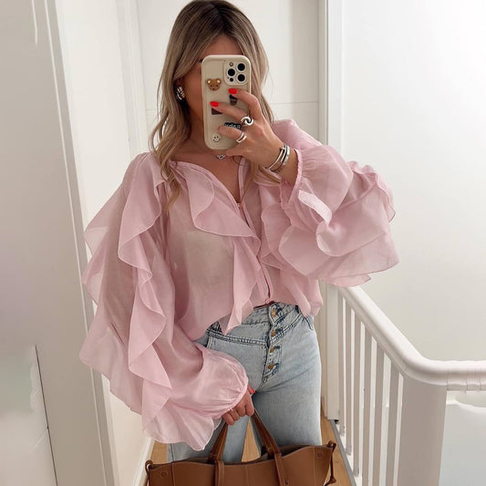 Loose Top Design Casual Elegant Chiffon Blouse