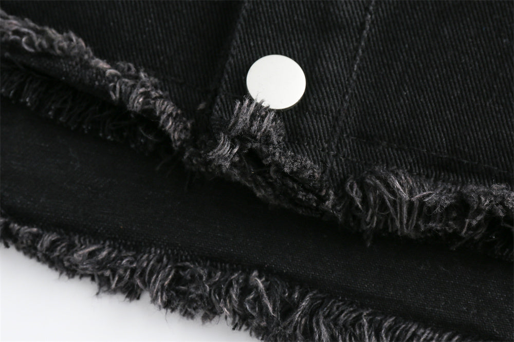High Street Fashion Brand Hip Hop Rock Rivet Decorative Denim Jacket