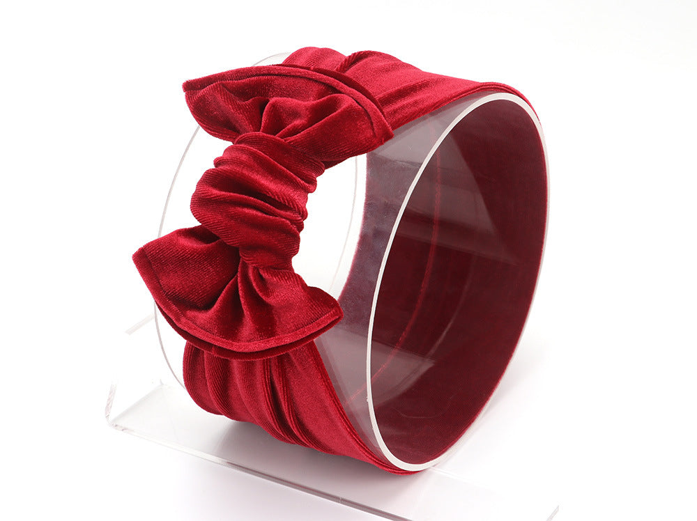 Baby Lace-up Gold Velvet Fat Bow Hair Band
