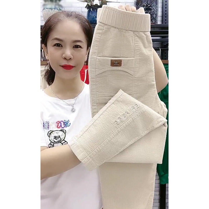 Korean Style Loose Corduroy High Waist Pencil Trousers