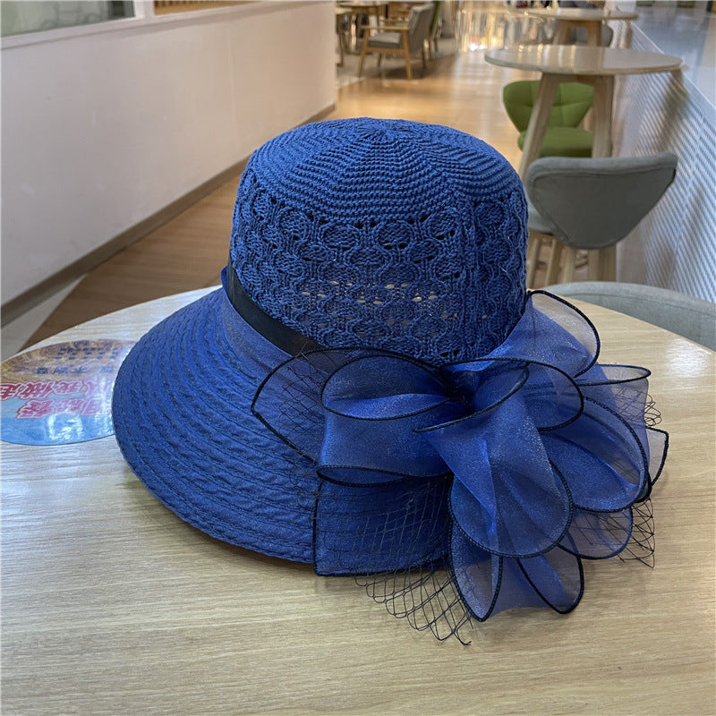 Flower Organza Fisherman Hat Female Summer