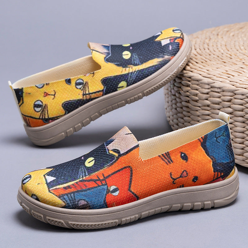 Plus Size Women's Shoes Color-blocking Cloth Shoes Slip-on Pumps