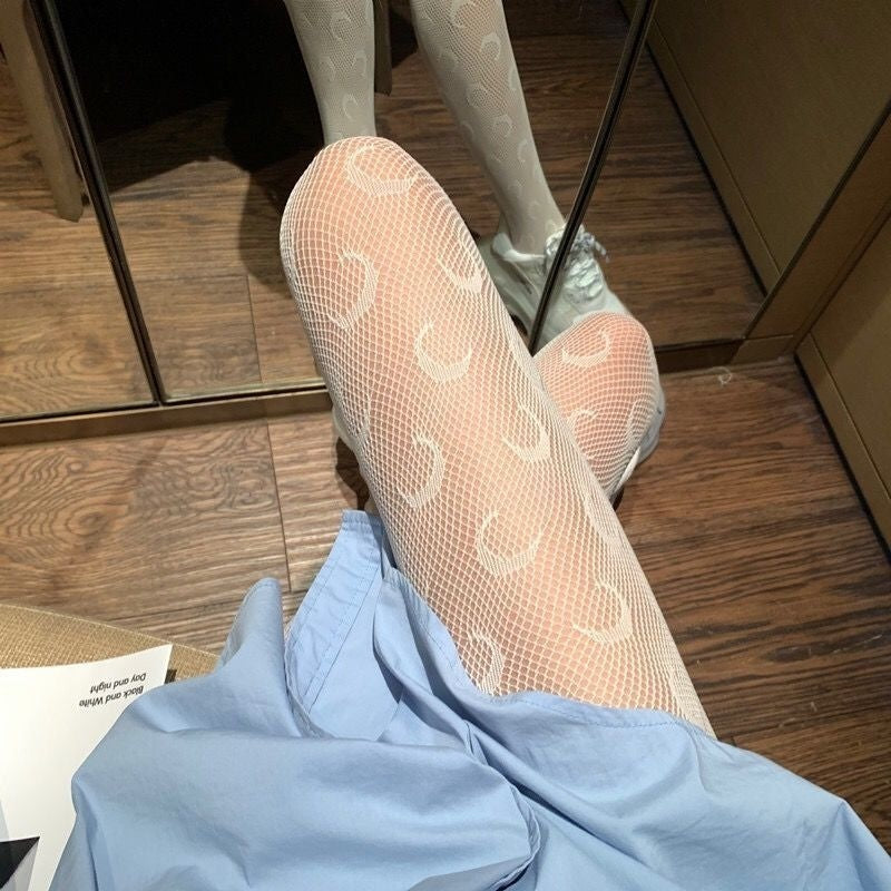 Hollow Lace Mesh Stockings Bottoming Pantyhose Japanese Lolita Retro