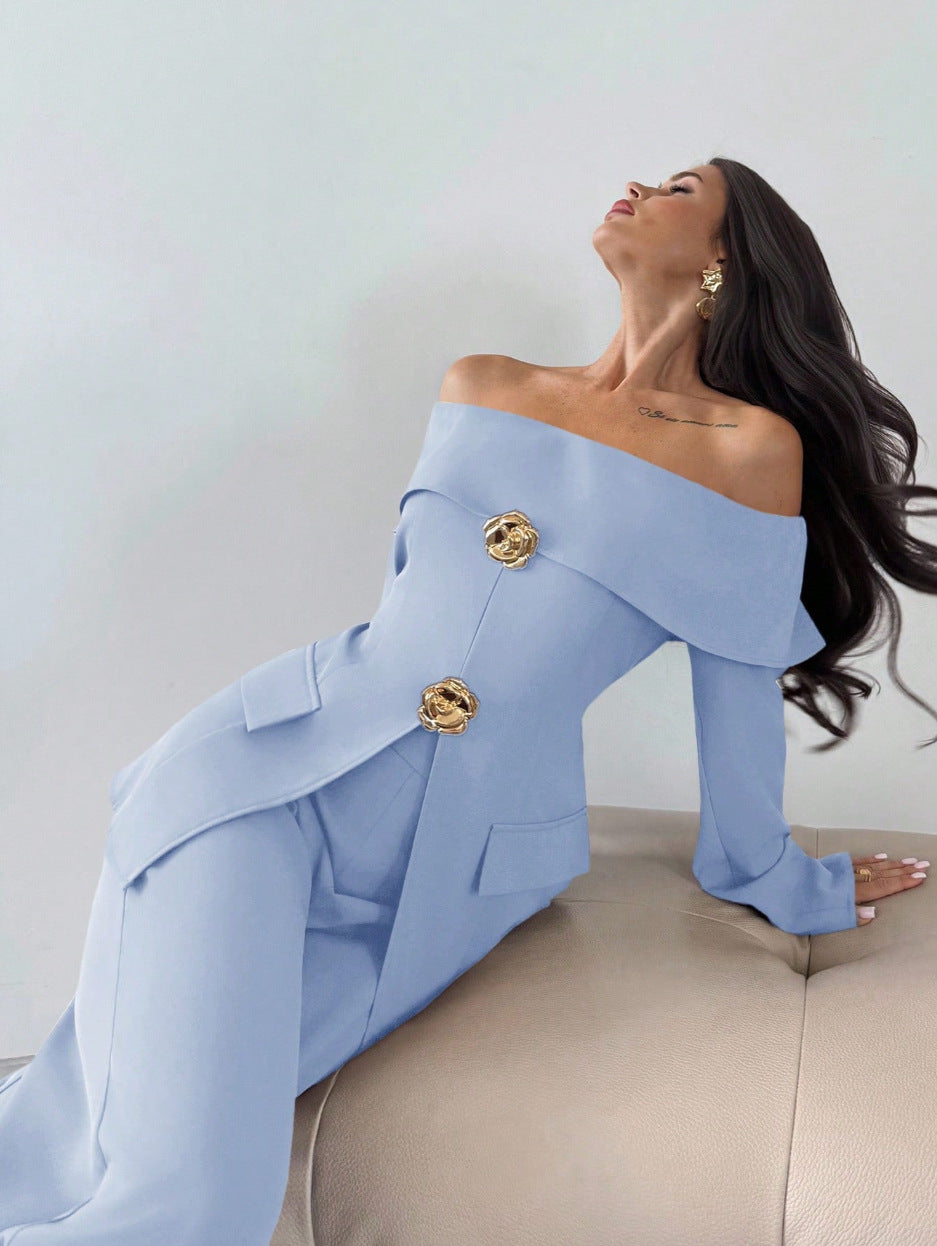 Stylish And Minimalist Design Womens Long Sleeve Suit