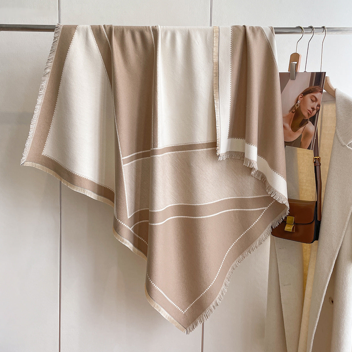 European And American Cashmere Square Towel Thickened Air-conditioned Room Warm Shawl Cloak