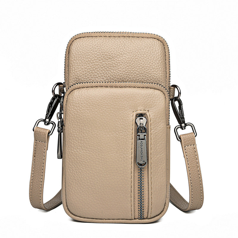 Cross-border First-layer Cowhide Mobile Phone Bag Trendy Fashion