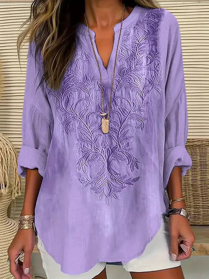 Women's 3D Digital Printing Fashion Round Neck Loose Shirt