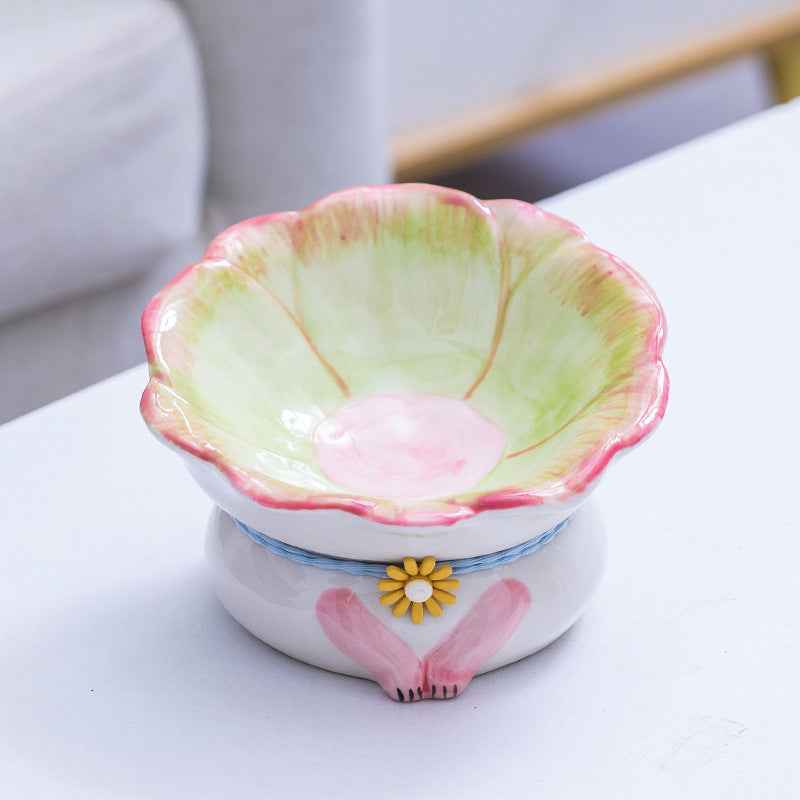 Cat Bowl Ceramic Plate Bowl Cat Food Holder Pet Bowl Plate