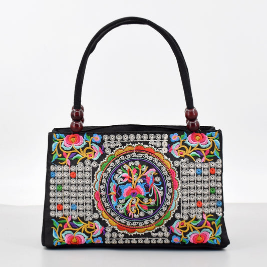 Women's Ethnic Style Double Sided Embroidery Handbag