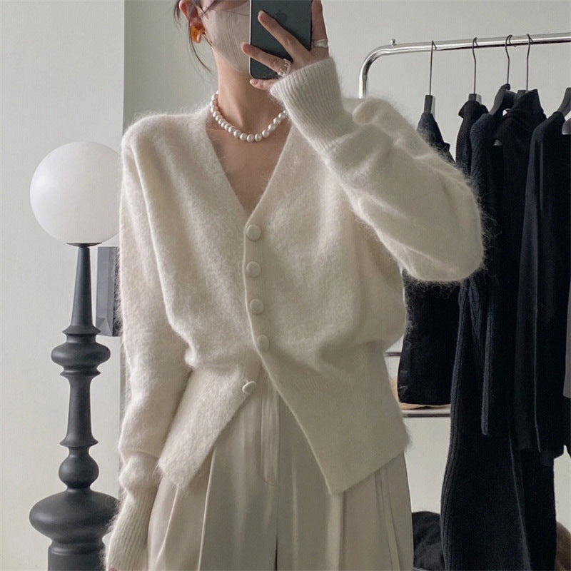 Loose Western Style V-neck Casual Fitted Waist Sweater