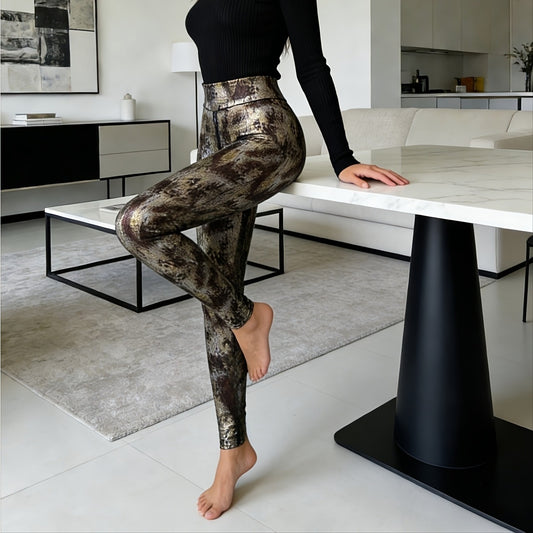 Mirror-effect Patent Leather Zip-fly Bottoming Leggings