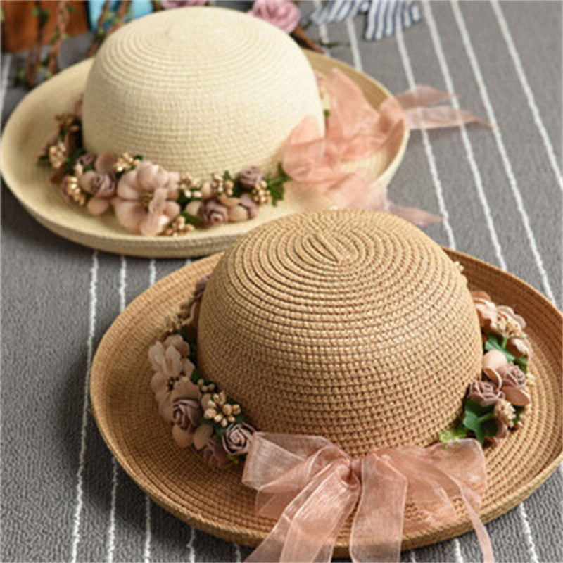 Women's Hand Flanged Fake Garland Visor Hat