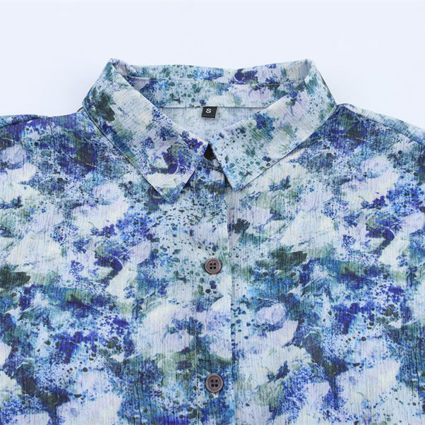 Tie-dye Printed Chiffon Shirt Sun Protection Top