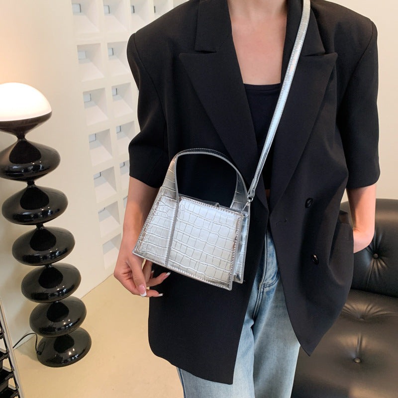 Square Handbag Solid Color Trendy Shoulder Bag