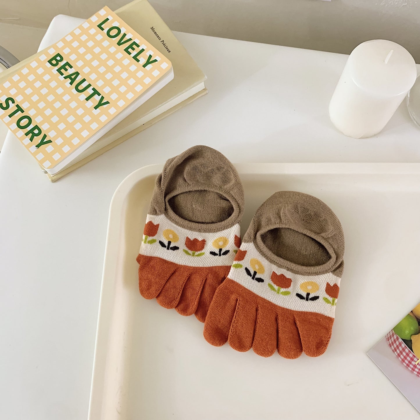 New Cute Cartoon Non-slip Breathable Five-toed Socks