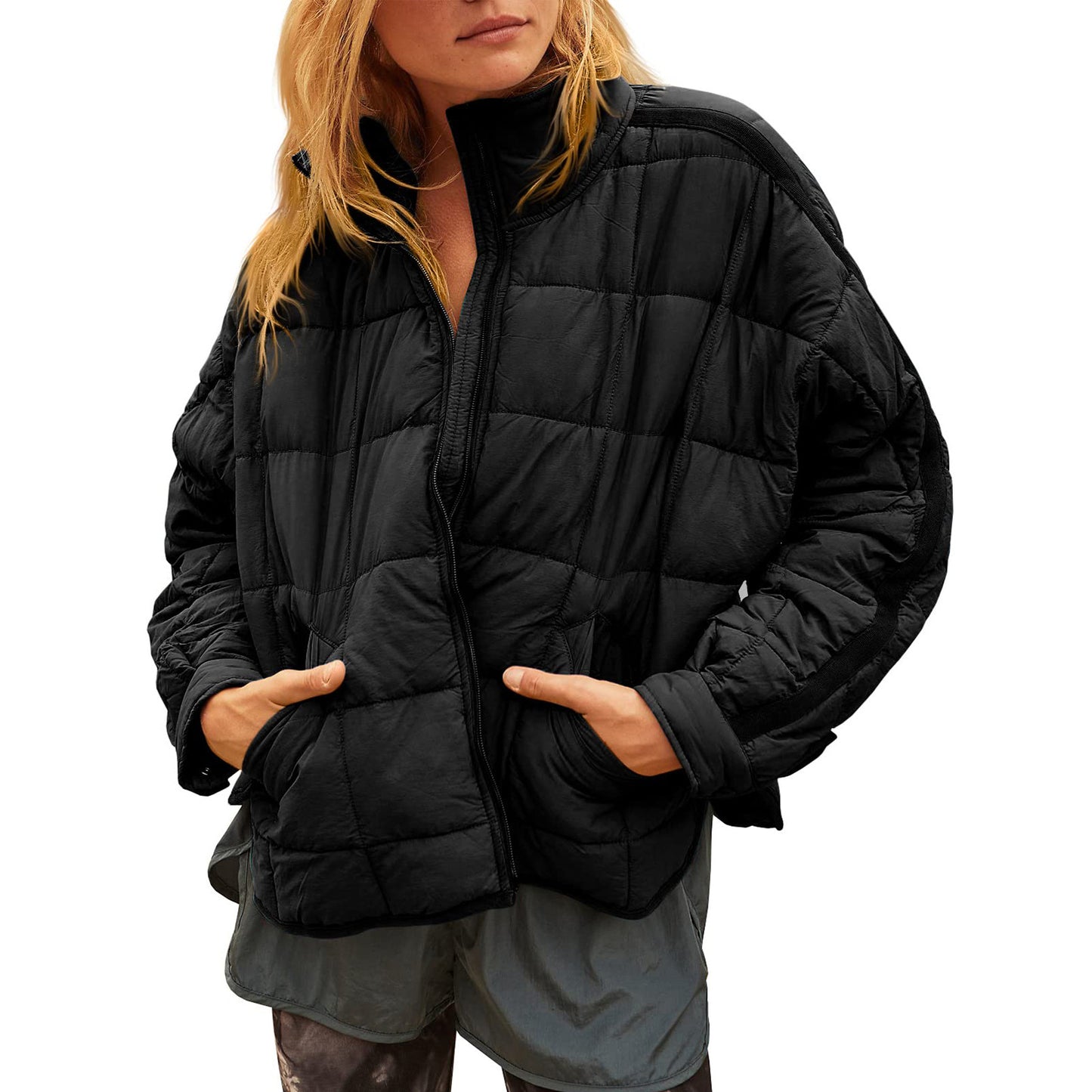 Women's Solid Color Zipper Casual Button Coat