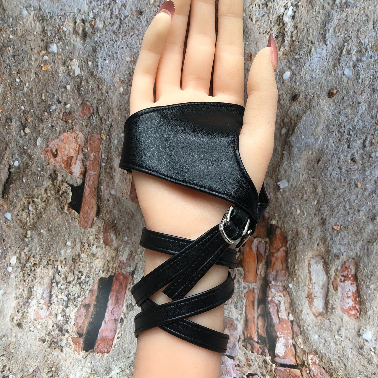 Women's Lace-up Punk Nightclub Hip Hop Performance Fingerless Gloves