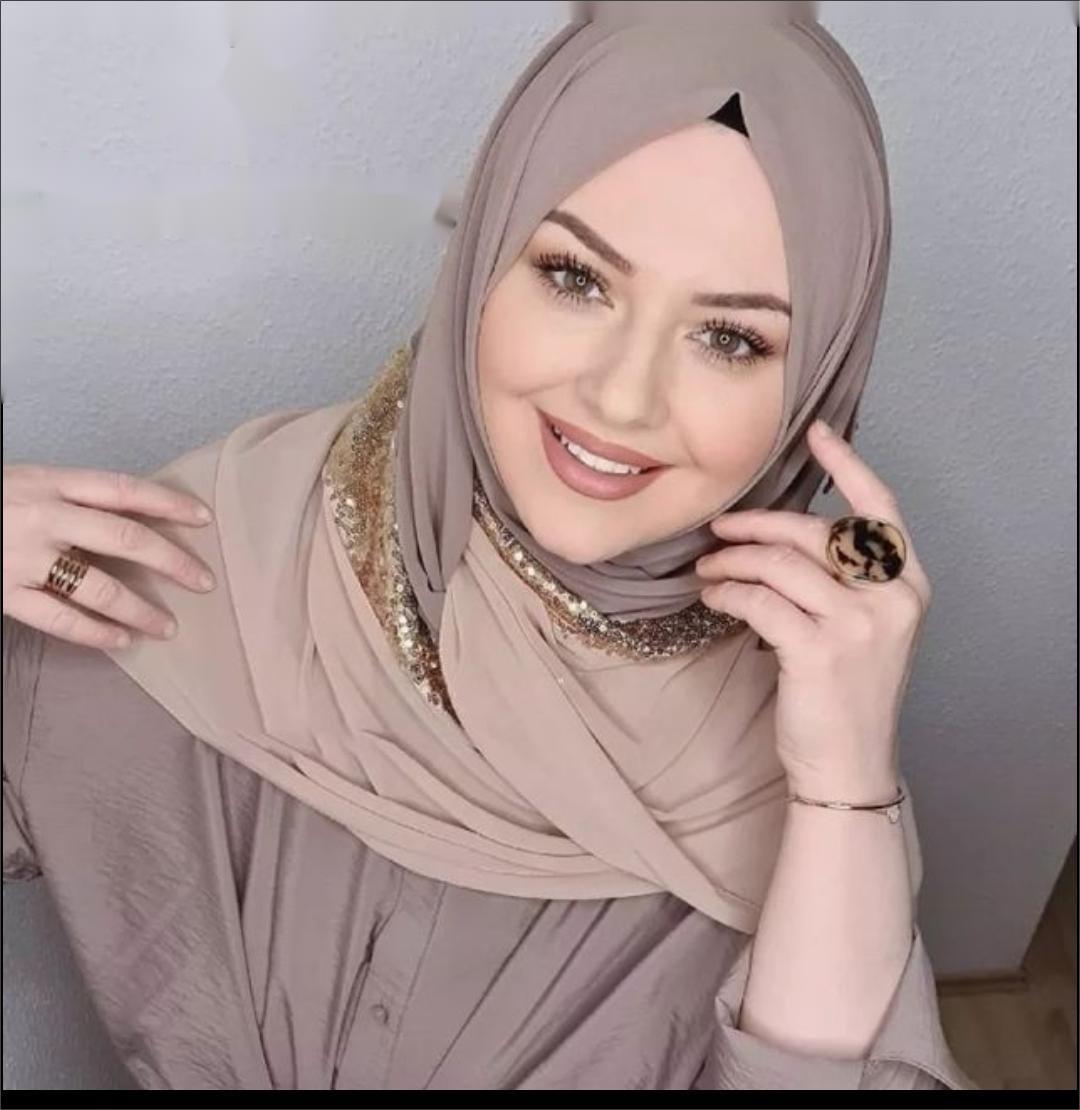 Women's Two-tone Gradient Pearl Chiffon Lace Sequined Scarf