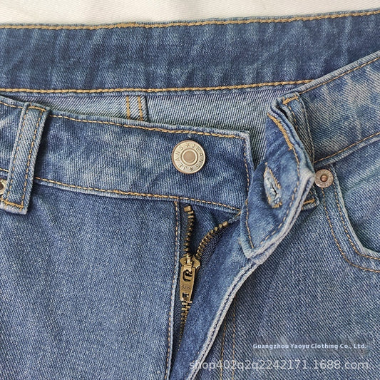 Loose Mid Waist Casual Straight Pants Cropped Pants
