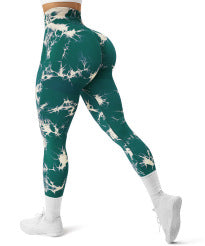 Women's Tie-dye Printed High Waist Seamless Peach Yoga Tight Trousers